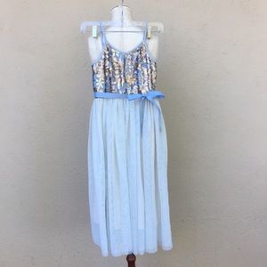Zuniga bronze and blue formal dress.